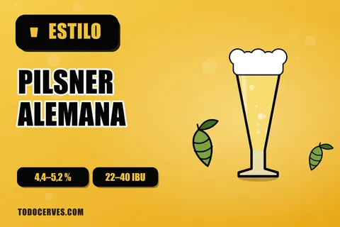 Copa alta y estilizada de pilsner alemana muy clara con espuma blanca