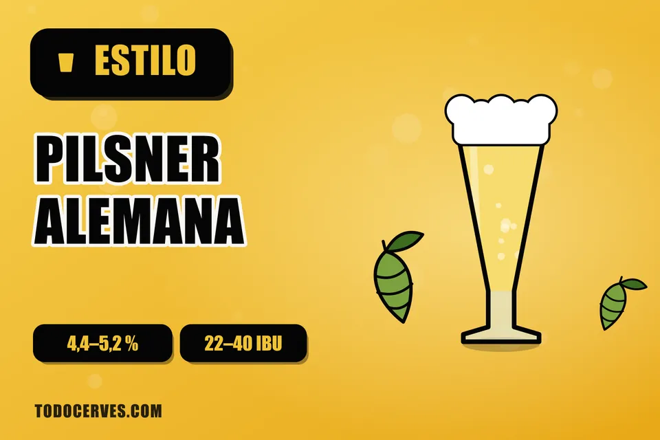 Copa alta y estilizada de pilsner alemana muy clara con espuma blanca