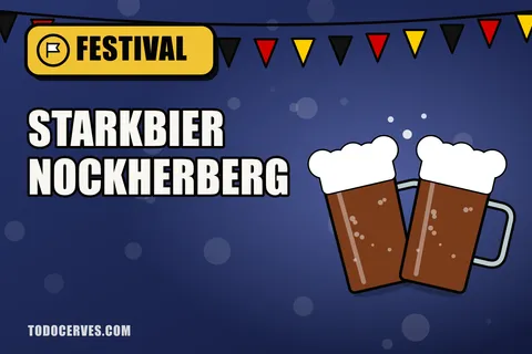 Dos jarras de cerveza fuerte brindando bajo una guirnalda de banderines con los colores de Alemania