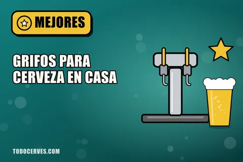 Torre de cerveza cromada con dos grifos junto a un vaso de cerveza y una estrella