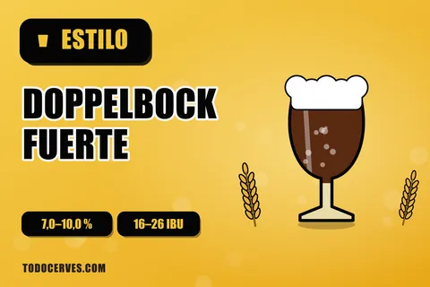 Copa de doppelbock de color marrón oscuro con espuma beige