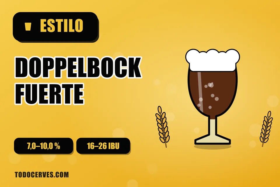 Copa de doppelbock de color marrón oscuro con espuma beige