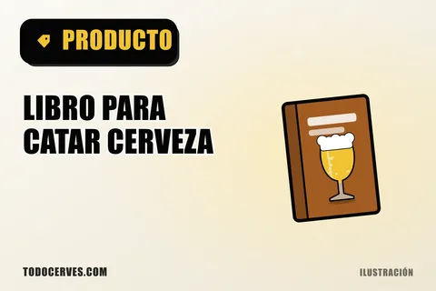 Ilustración de un libro marrón con una copa de cerveza en la portada