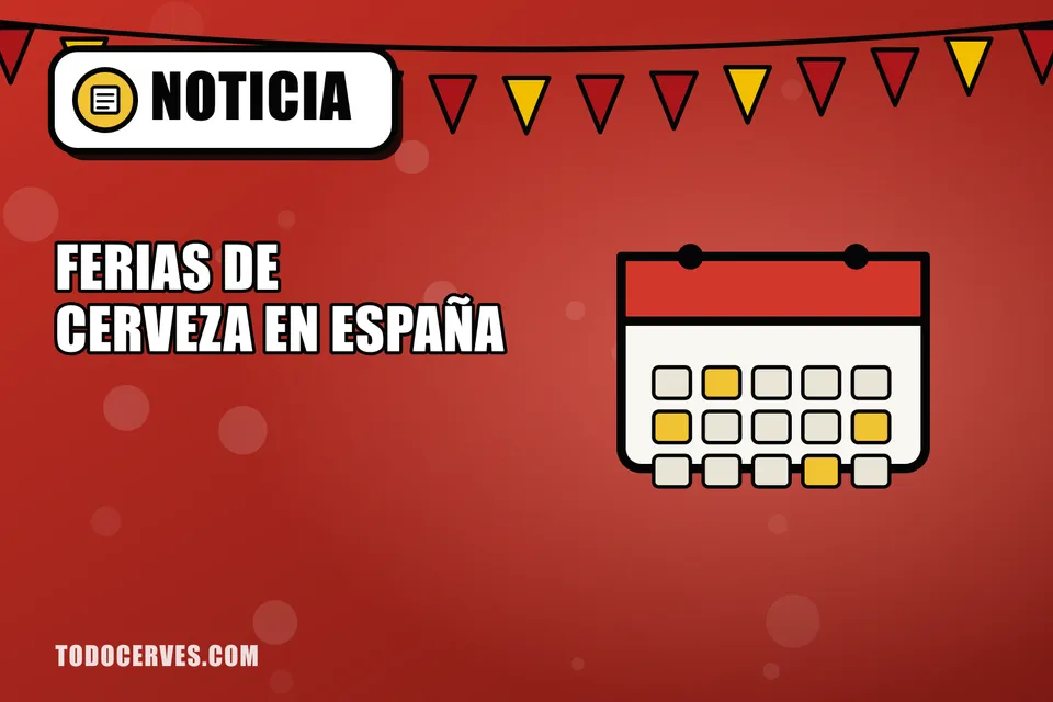 Calendario con banderines rojos y amarillos que representa las ferias de cerveza artesana en España