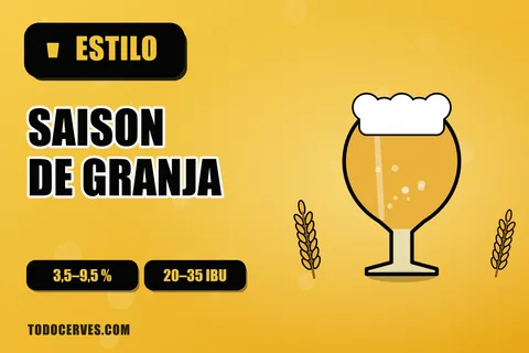 Copa de saison dorada y algo turbia con espuma blanca y espigas de trigo