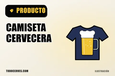 Ilustración de una camiseta azul oscuro con una jarra de cerveza estampada