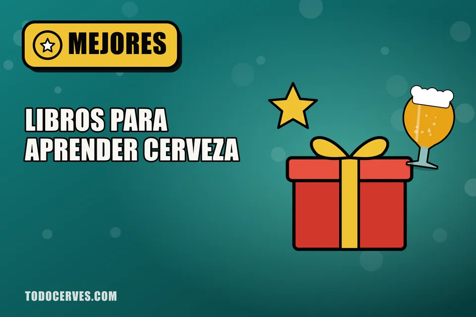 Caja de regalo, copa de cerveza y estrella dorada, ilustración de la selección de libros de cerveza