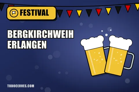 Jarras de cerveza brindando bajo banderines con los colores de Alemania