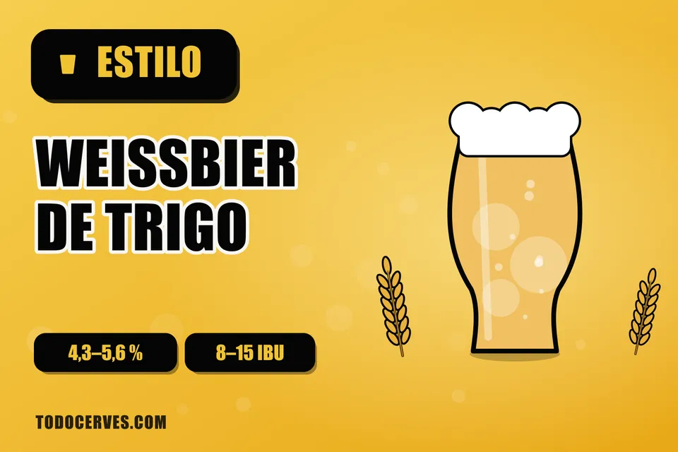 Vaso alto de weissbier turbia dorada con espuma abundante