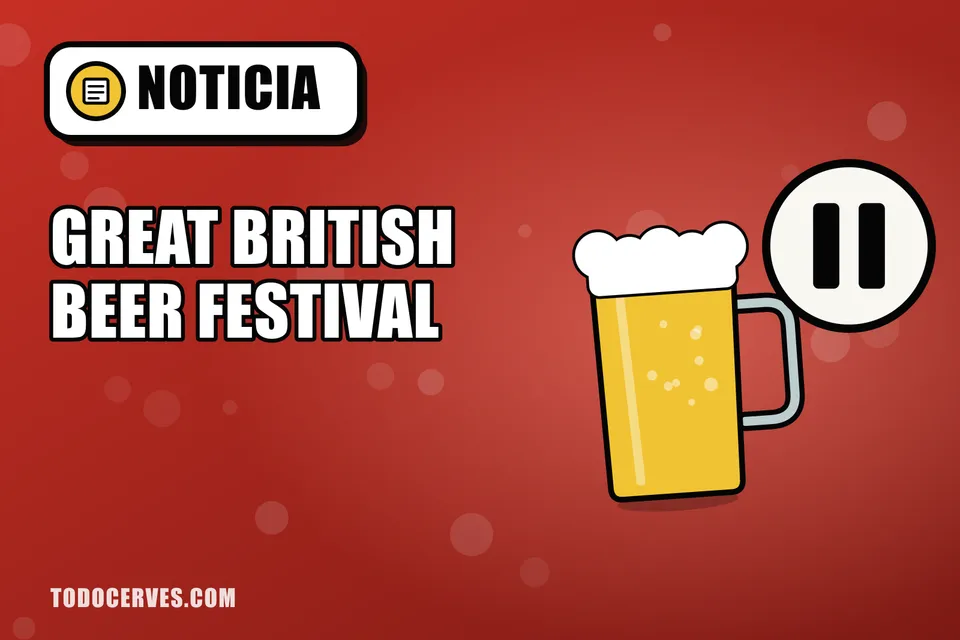 Jarra de cerveza junto a un símbolo de pausa que representa la cancelación del festival