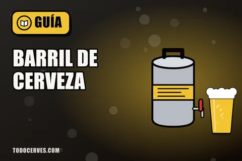 Barril portátil de cerveza con grifo junto a una pinta recién servida