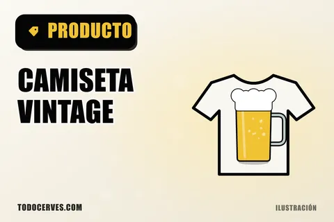 Ilustración de una camiseta de color crema con una jarra de cerveza estampada