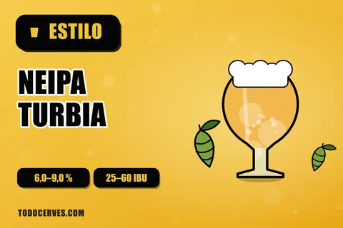 Vaso de tulipa con NEIPA turbia de color naranja y espuma blanca