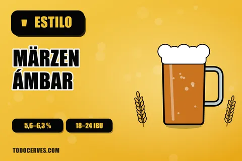 Jarra de cerveza Märzen de color ámbar con espuma cremosa